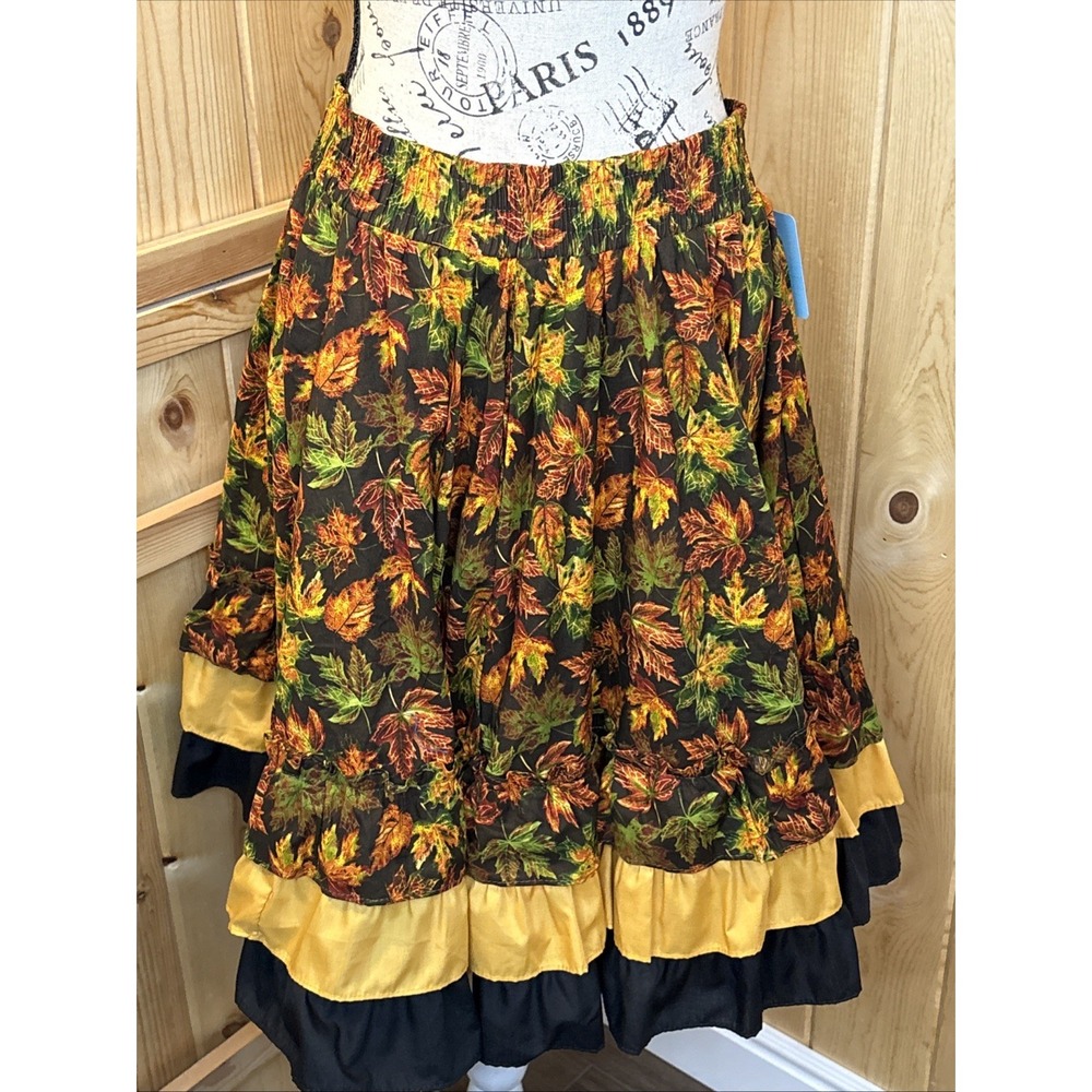 NWT Square Up Western Dancing Skirt Fall Leaves  Medium Lace Circle Skirt - Picture 2 of 6